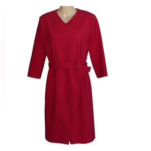 Hugo Boss Dylea Belted Red Dress Size 12